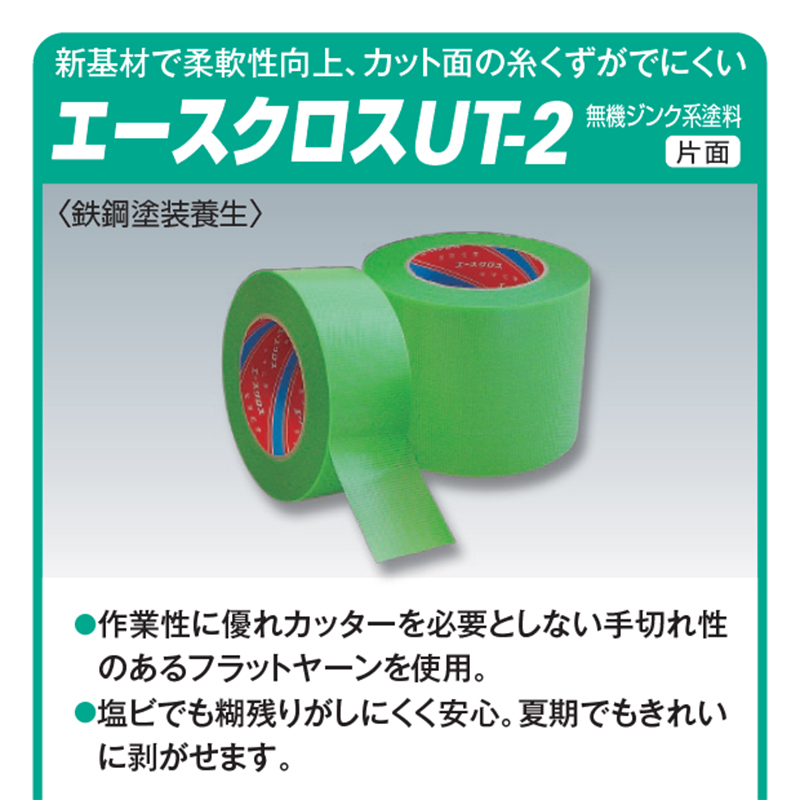 光洋化学 エースクロスUT-2 25mm×50m 緑 1ケース（60巻入り）鉄鋼塗装養生テープ 物流資材のヨシダ